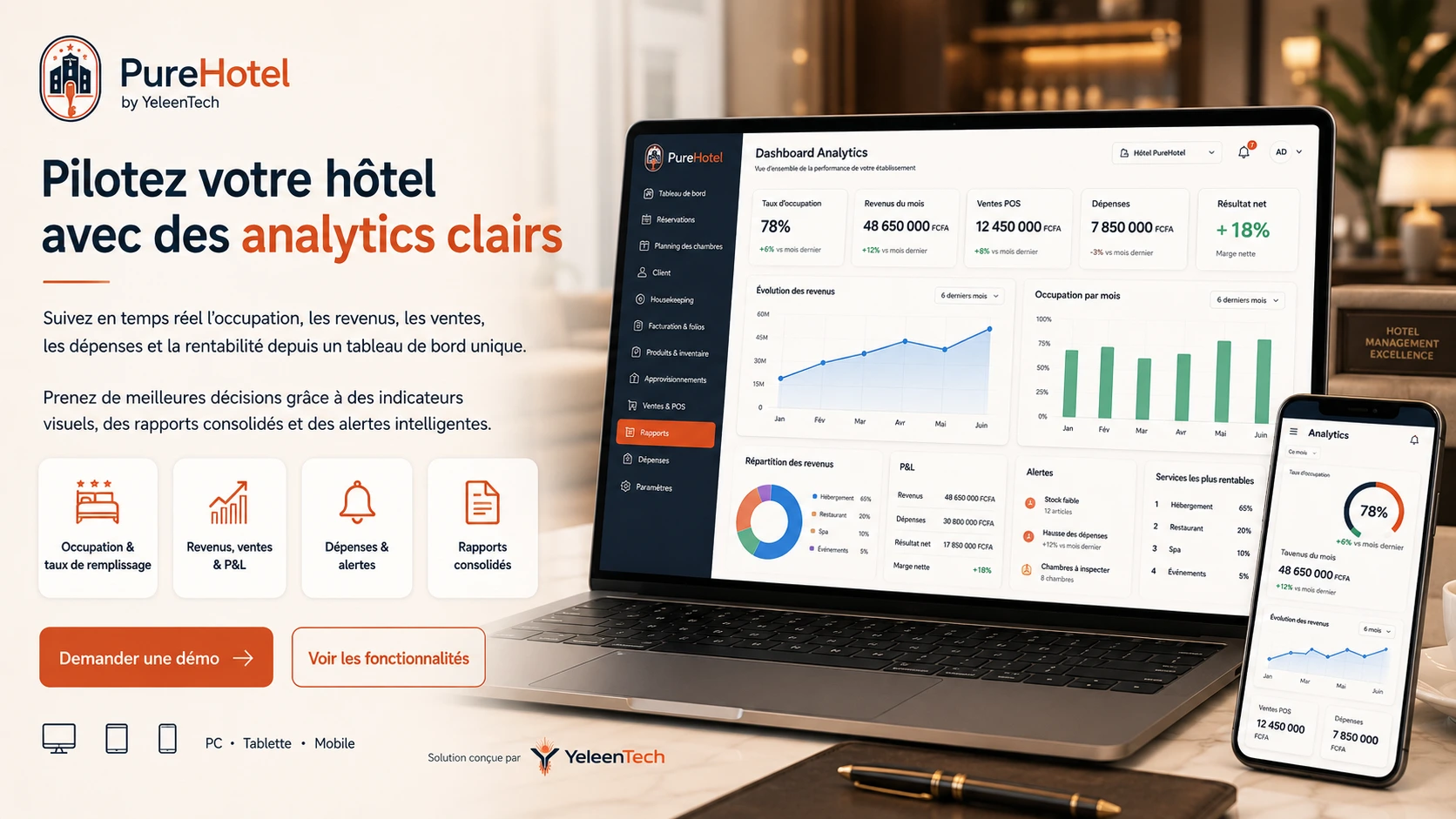 Rapports et analytics PureHotel