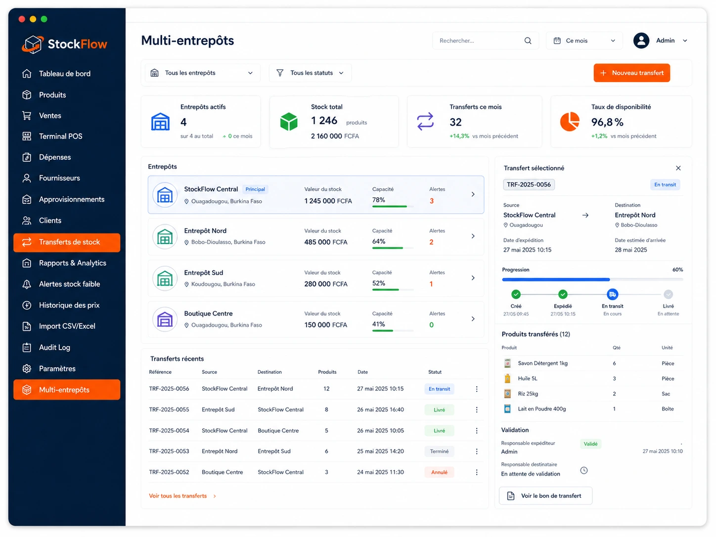 Multi-entrepôts StockFlow