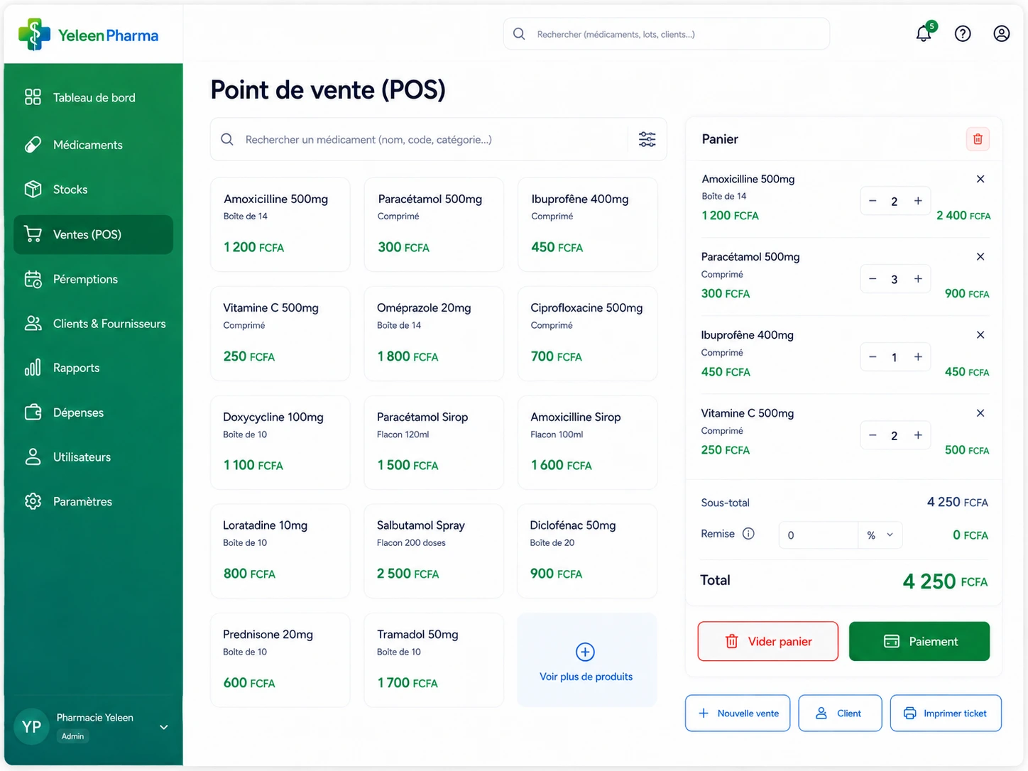 Point de vente POS YeleenPharma